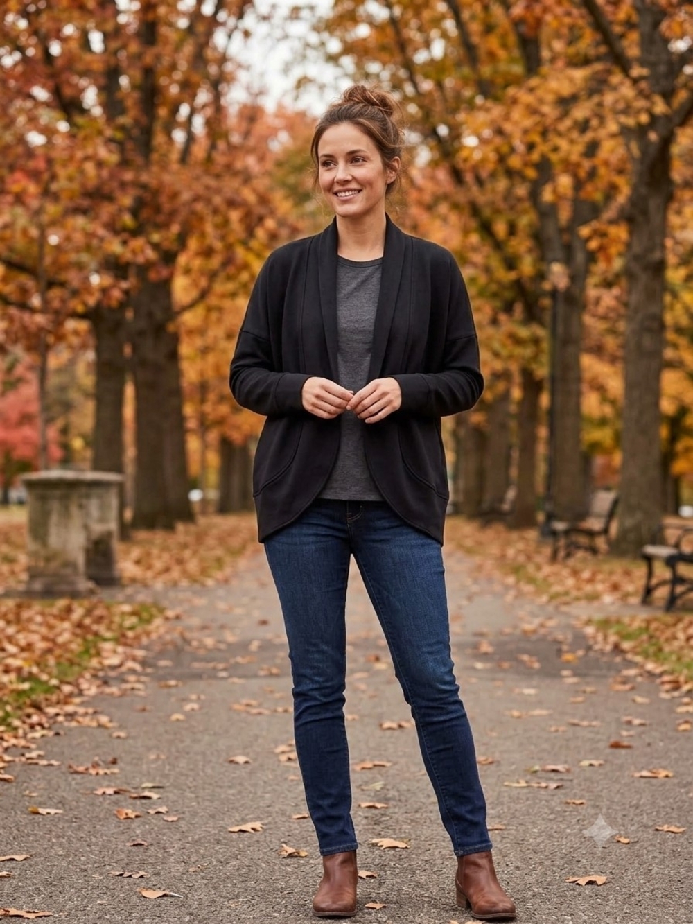 Maurices Black Open-Front Cardigan